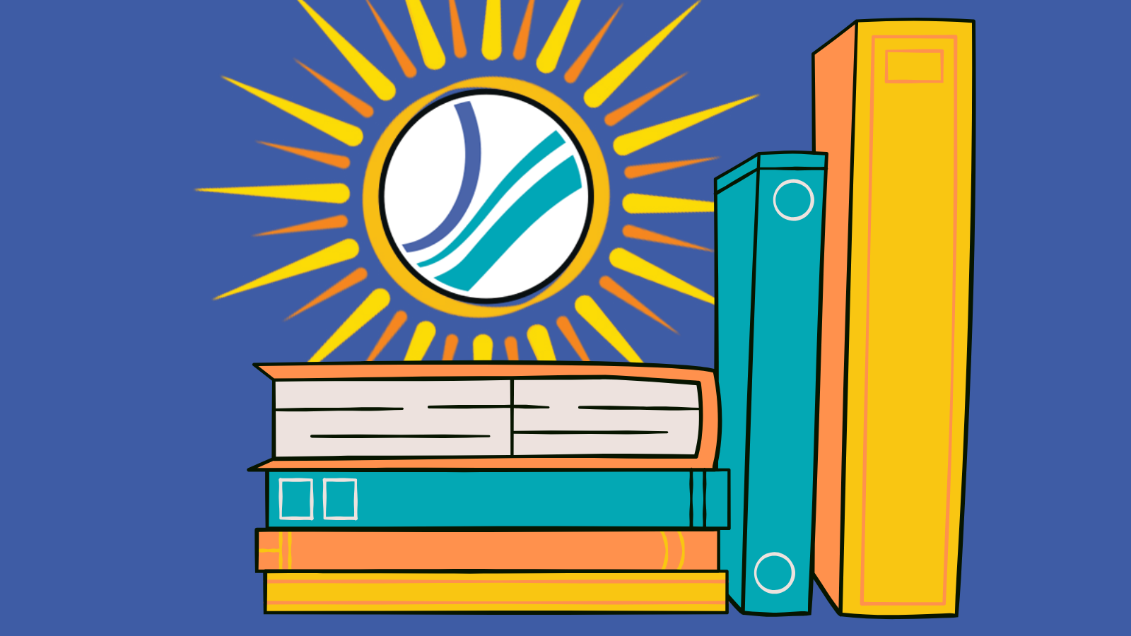 pile of books stories of summer logo