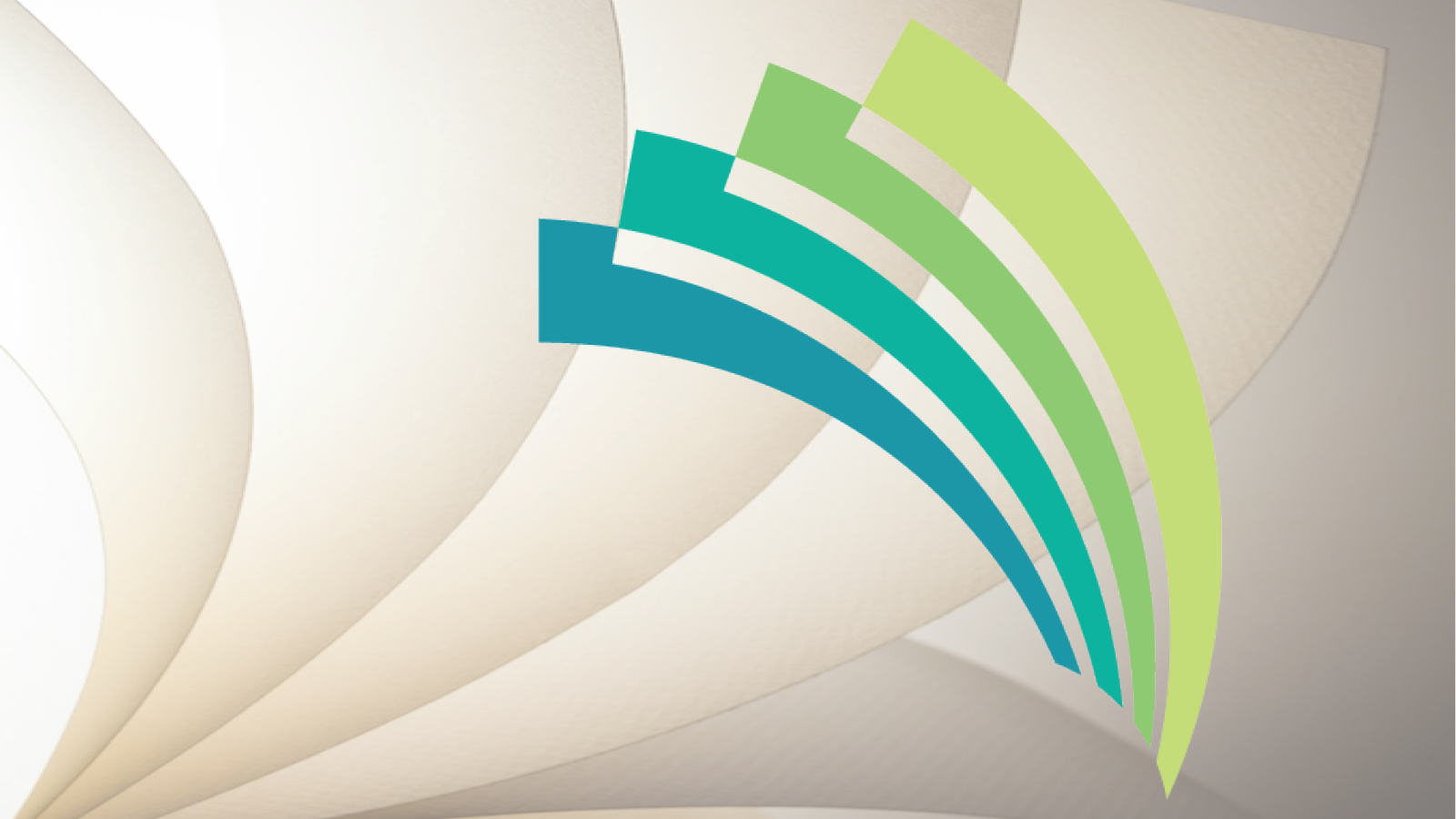 Beige-colored rays in the background with streaks of blue and green | Des rayons de couleurs beige en arrière-plan avec des raies de couleur bleu et vert.