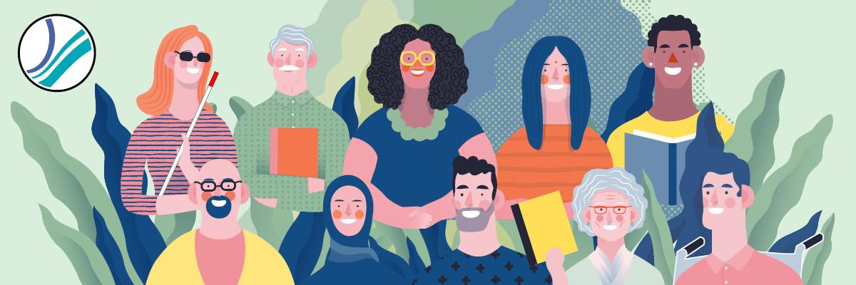 OPL Logo and an illustrated group of 10 people