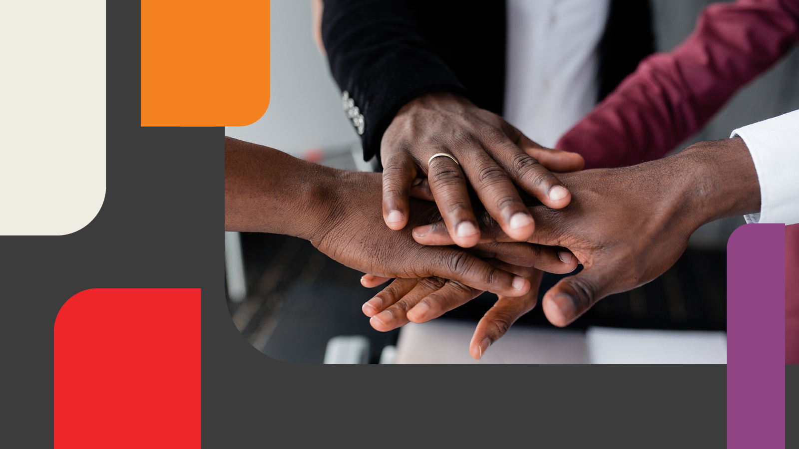 Five hands holding each other in circle