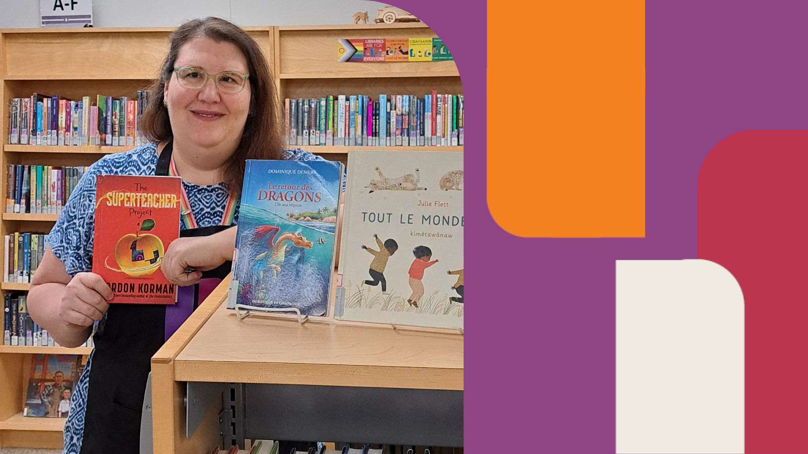 Portrait of Sandra Hobbs holding her favorite book from Gordon Korman
